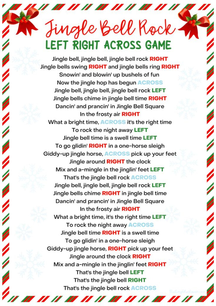 5 Free Left Right Across Christmas Game Printable