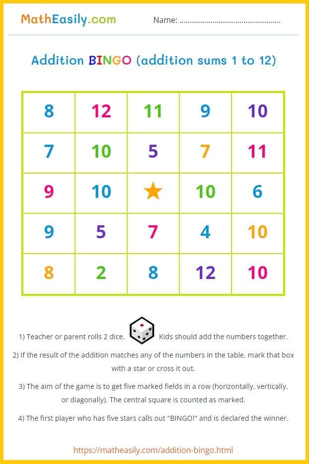 Addition Board Games Printable FREE Worksheets Library