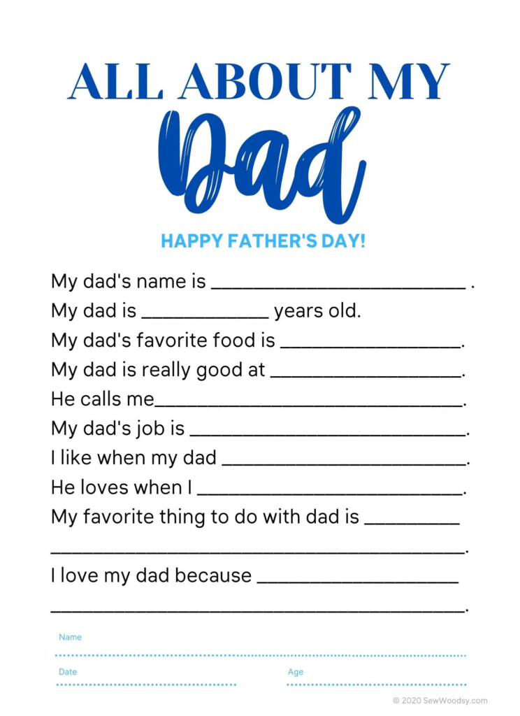 All About Dad Free Printable