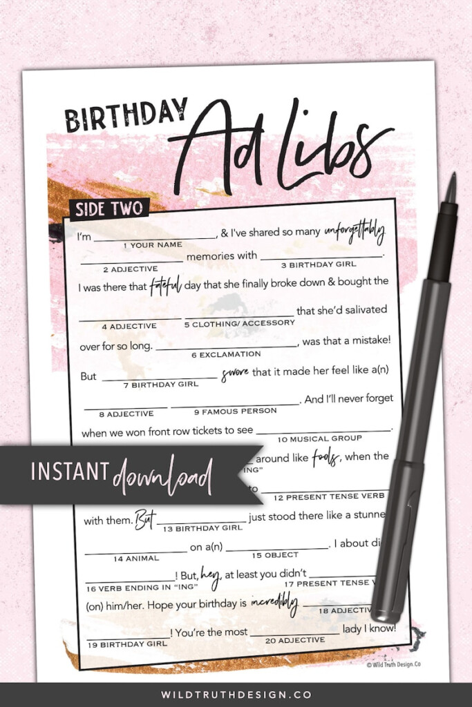Birthday Mad Libs Printable Free FreePrintable me