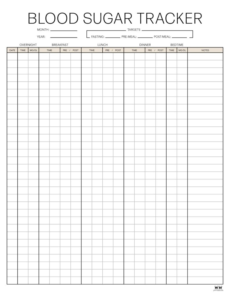 Blood Sugar Logs 25 FREE Logs Trackers PrintaBulk