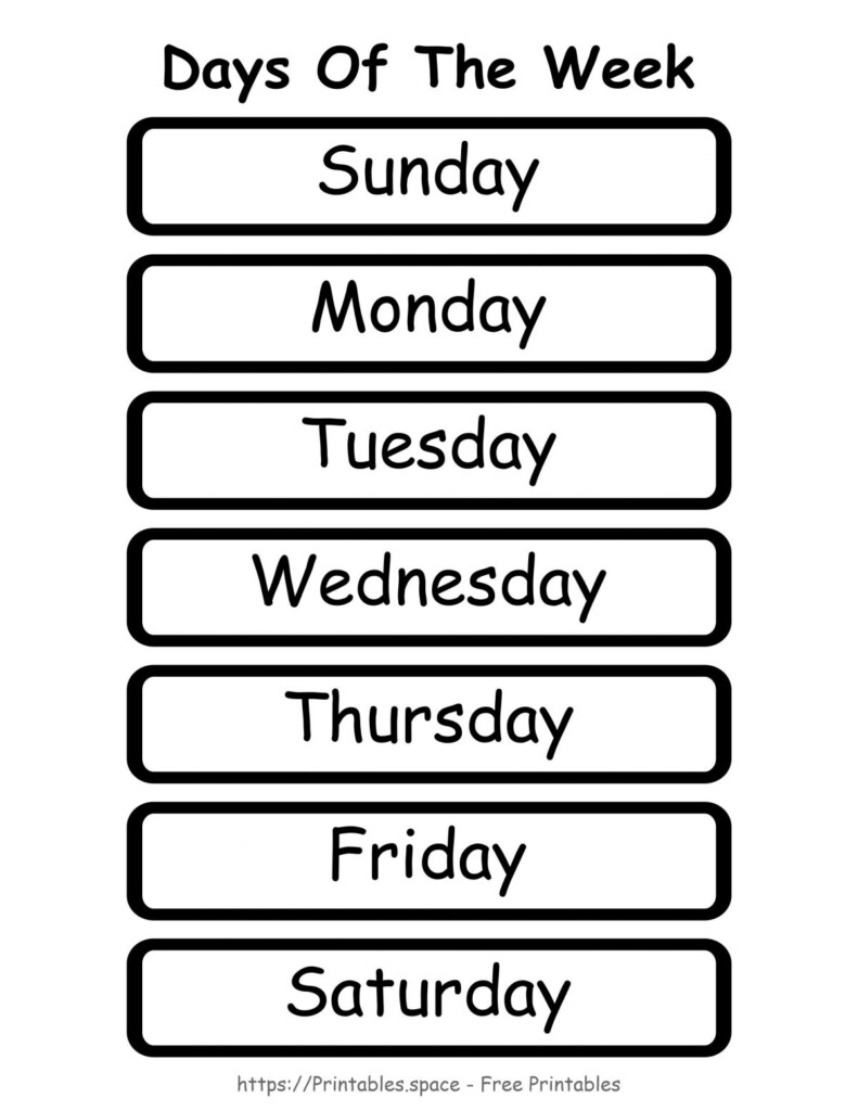 Days Of The Week Printable Free Printables