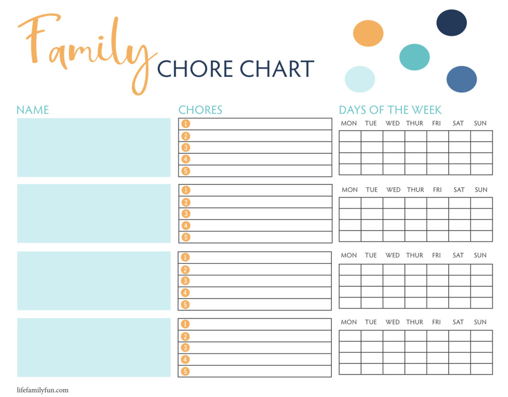 Family Chore Chart Free Printable Chore Chart Templates Chore 