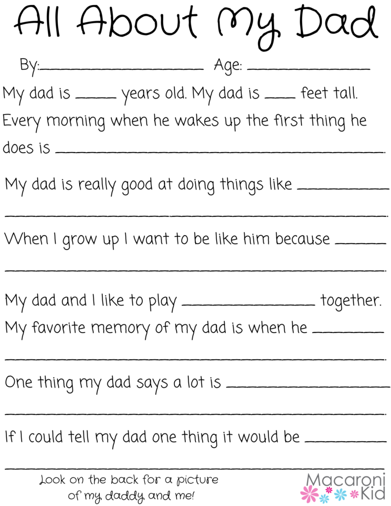 Father 39 s Day Fill In The Blank Free Printable Free Printable Templates