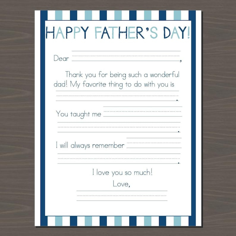 Father 39 s Day Fill In The Blank Free Printable