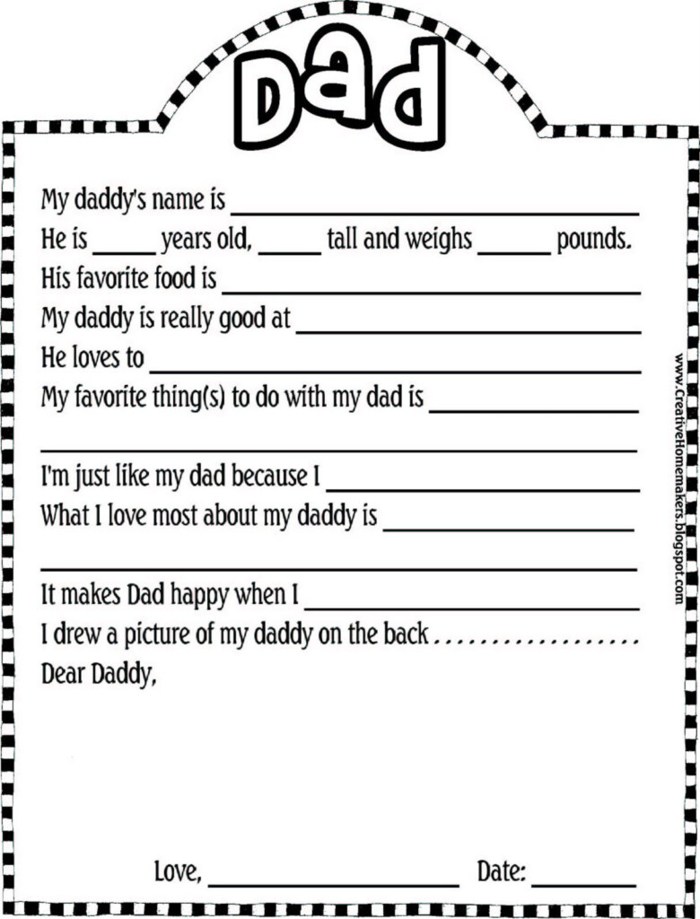 Father S Day Fill In The Blank Printable Printable Word Searches