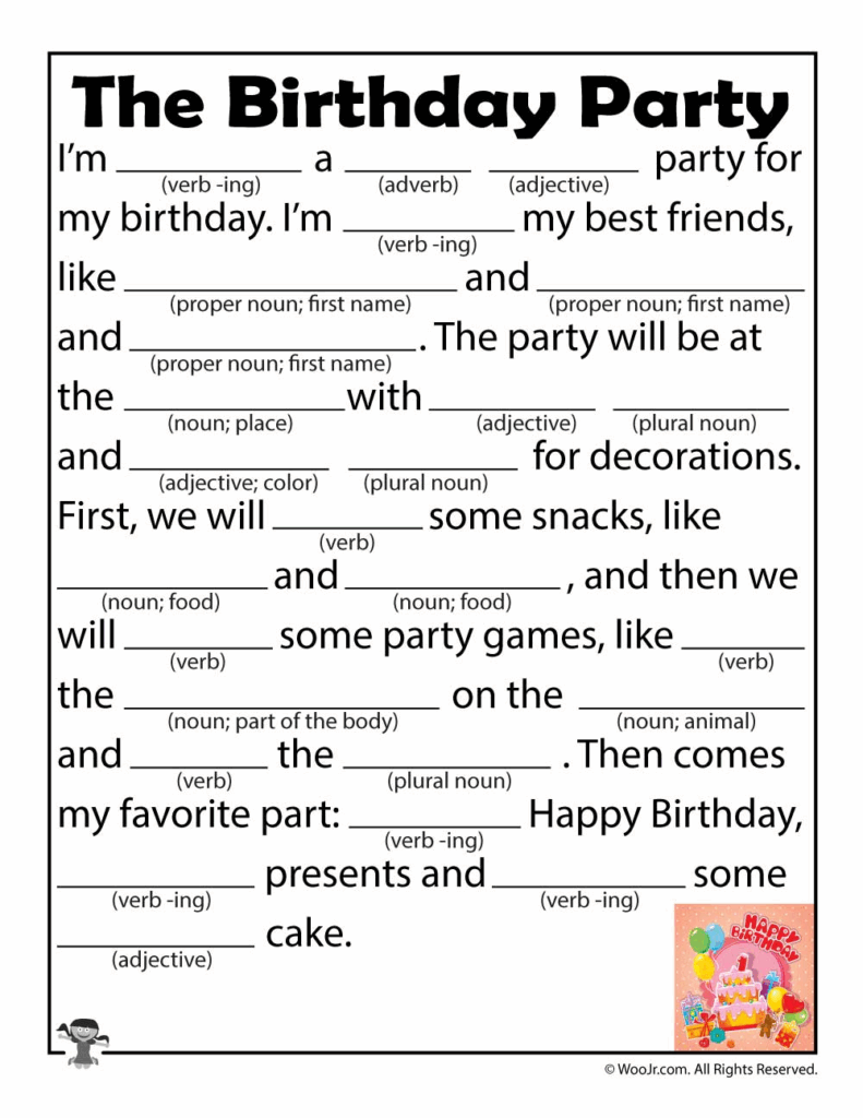 Free Birthday Mad Libs Printable Printable Mad Libs