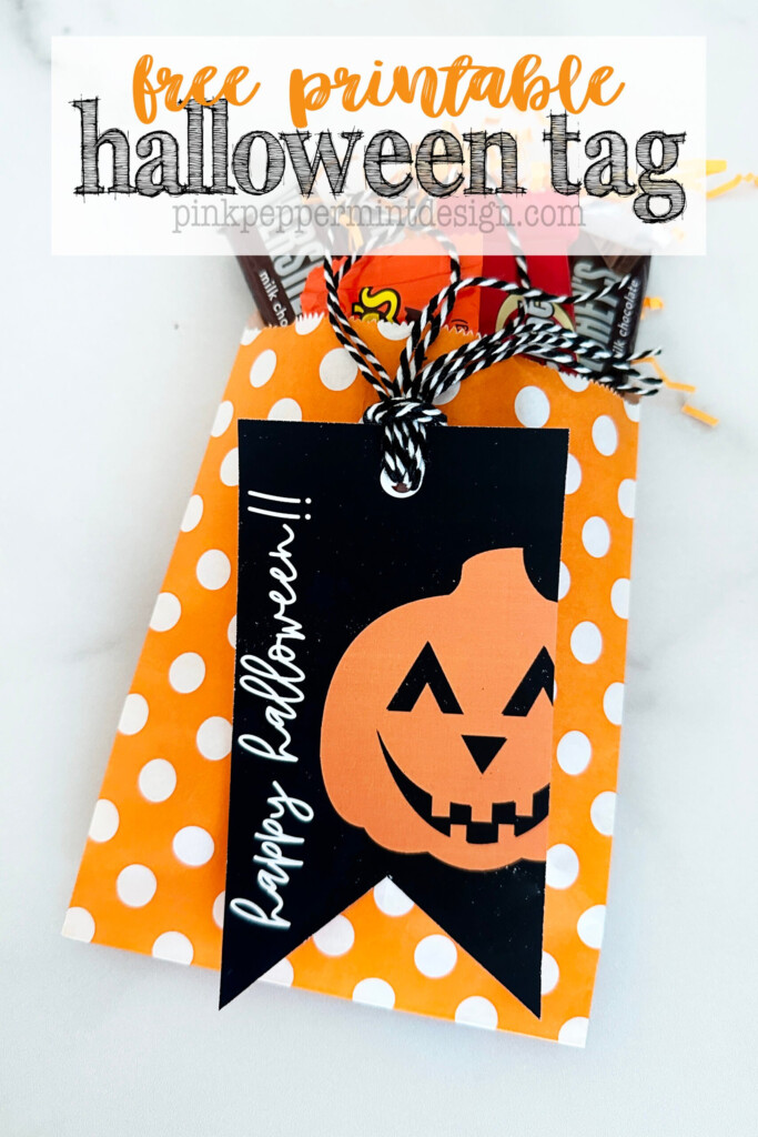 Free Halloween Tag Happy Halloween Jack o Lantern Printable Pink 