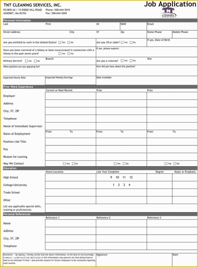 Free Printable Application For Employment Template Of 8 Free Standard 
