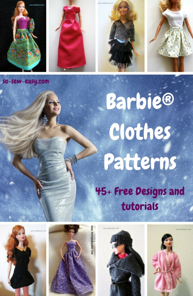 Free Printable Barbie Doll Clothes Patterns Chellywood Easy Barbie 