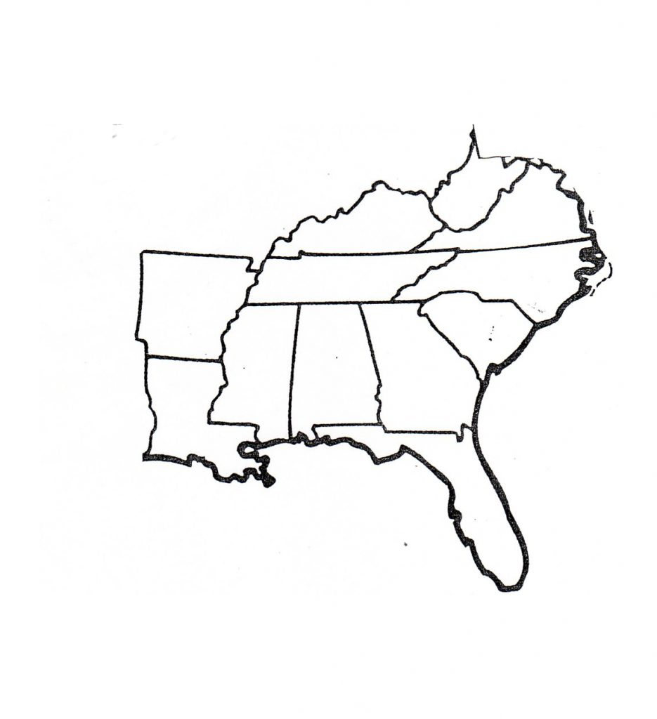 Free Printable Blank Southeast Region Map Ruby Printable Map