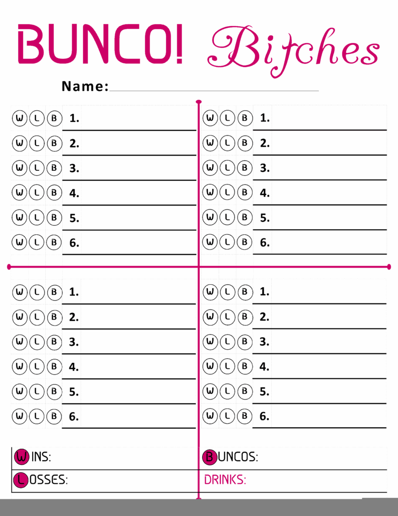 Free Printable Bunco Score Sheets Free Printable