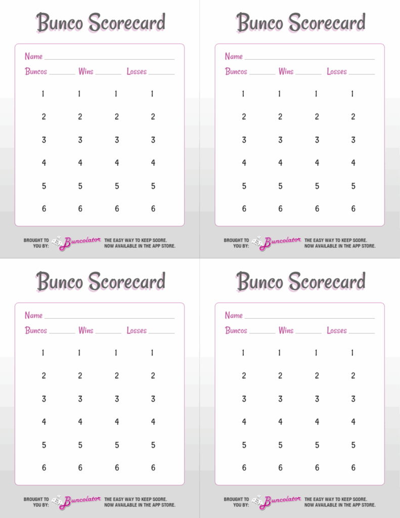 Free Printable Bunco Score Sheets Free Printable