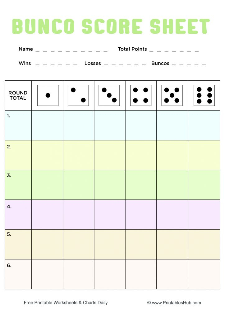 Free Printable Bunco Score Sheets Pdf Printable Word Searches