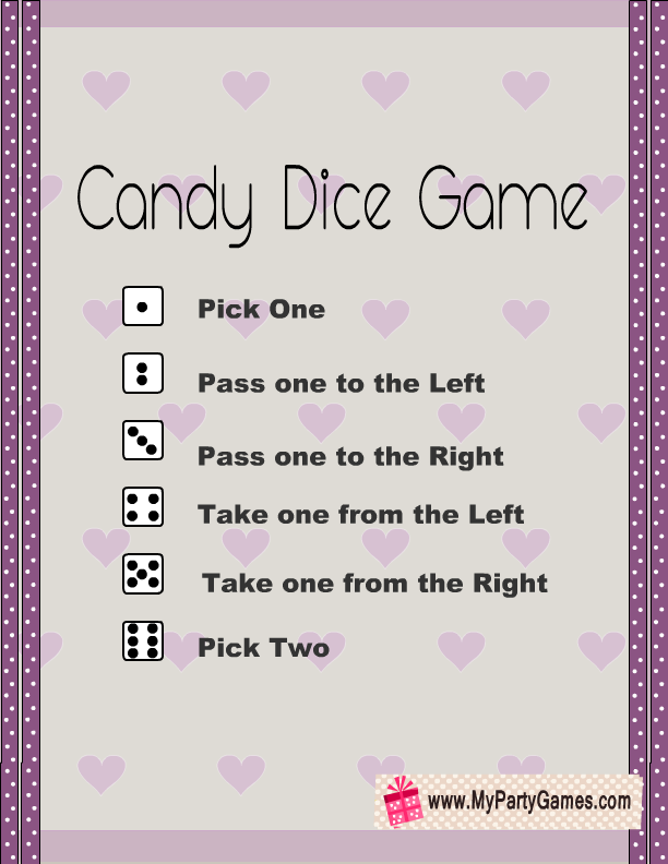 Free Printable Candy Dice Game For Kids