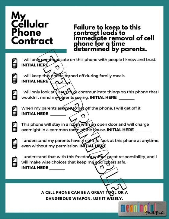 Free Printable Child Cell Phone Contract Printable Calendars AT A GLANCE