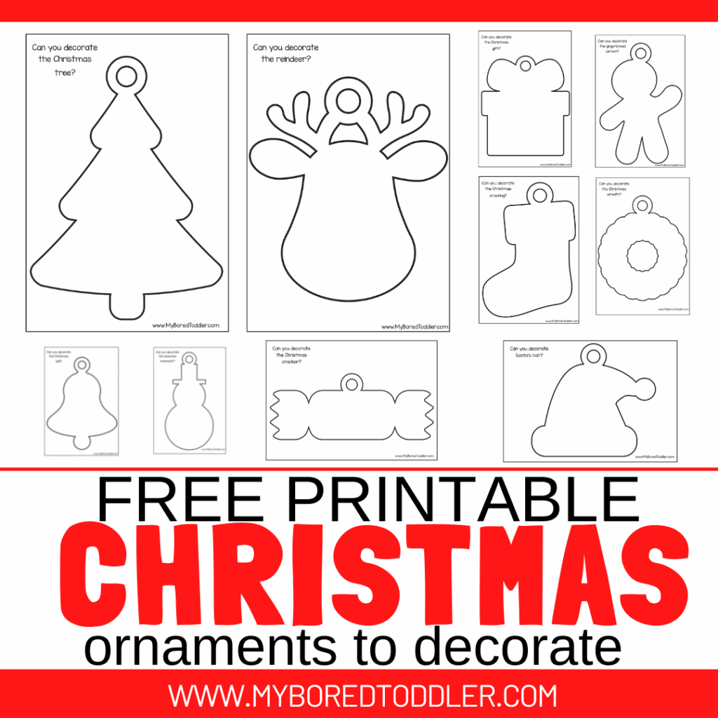 FREE PRINTABLE Christmas Ornaments To Decorate My Bored Toddler 