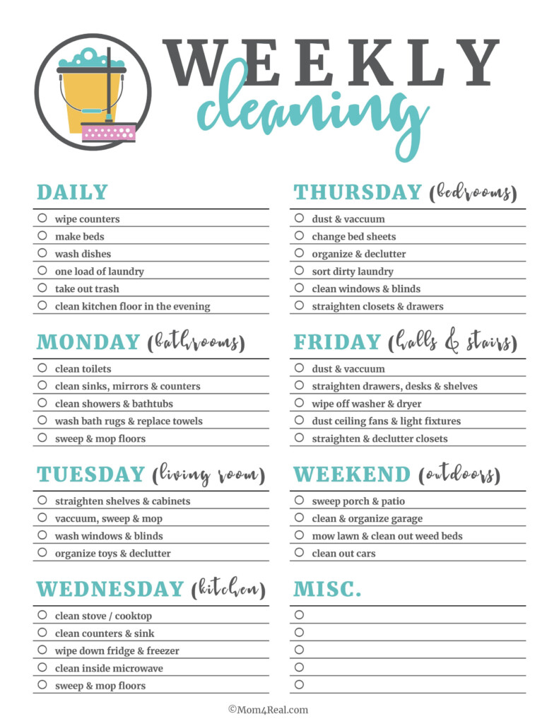 Free Printable Cleaning Schedule And Checklist Cleaning Schedule Images