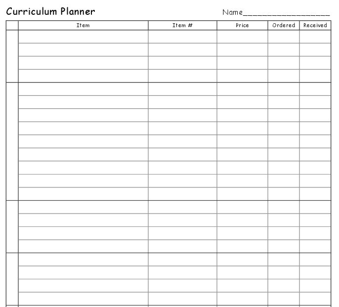 Free Printable Curriculum Planner Curriculum Planner Homeschool 