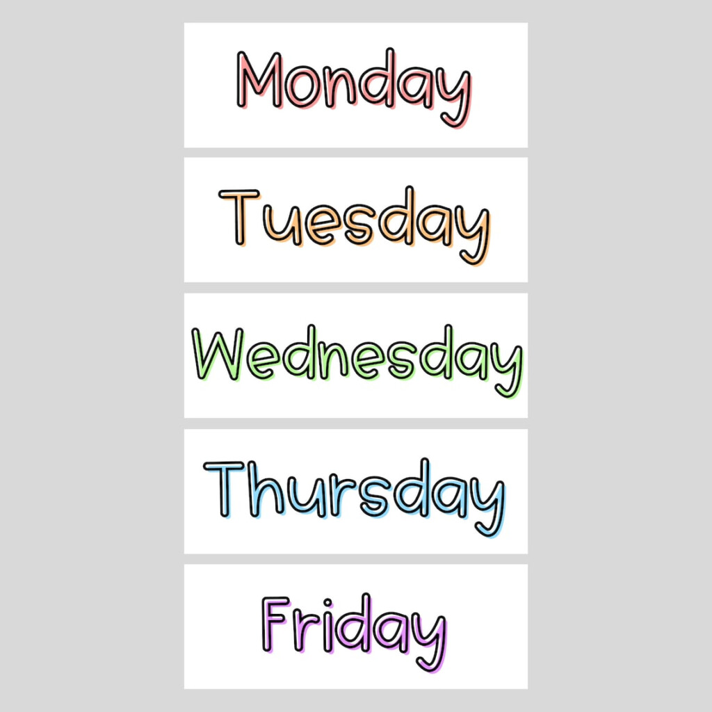Free Printable Days Of The Week Labels