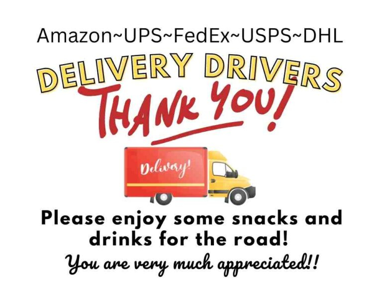 FREE Printable Delivery Driver Snack Sign 2 Versions Leap Of Faith 