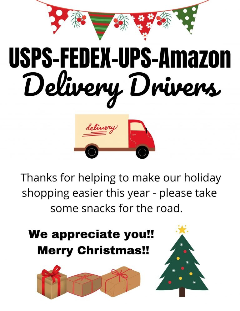 Free Printable Delivery Driver Snack Sign Printable