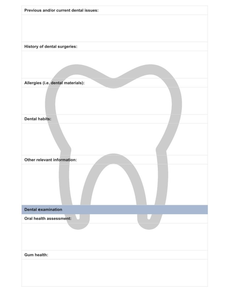Free Printable Dental Clearance Form Template Printerfriendly