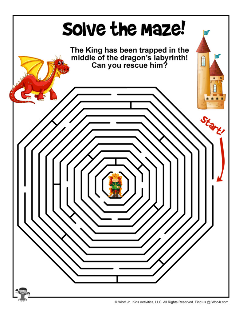 Free Printable Dragon Maze For Kids Woo Jr Kids Activities 
