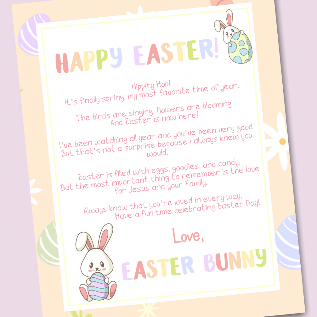 Free Printable Easter Bunny Letter Just Simply Mom