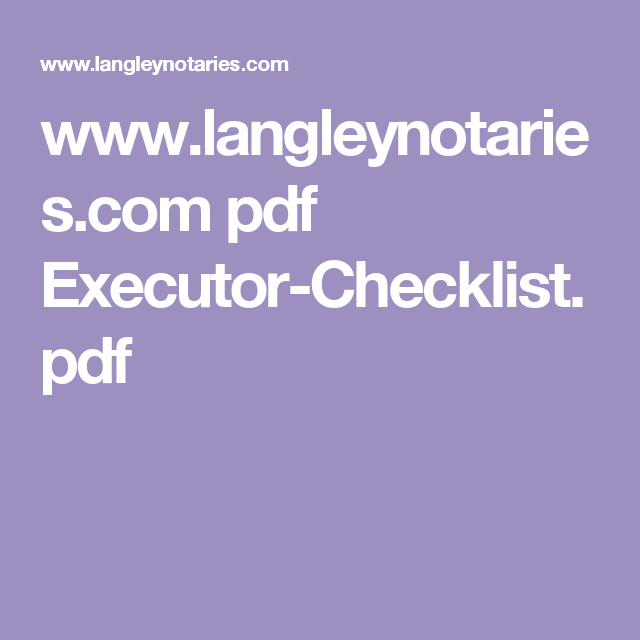 Free Printable Executor Checklist Calendar Printables