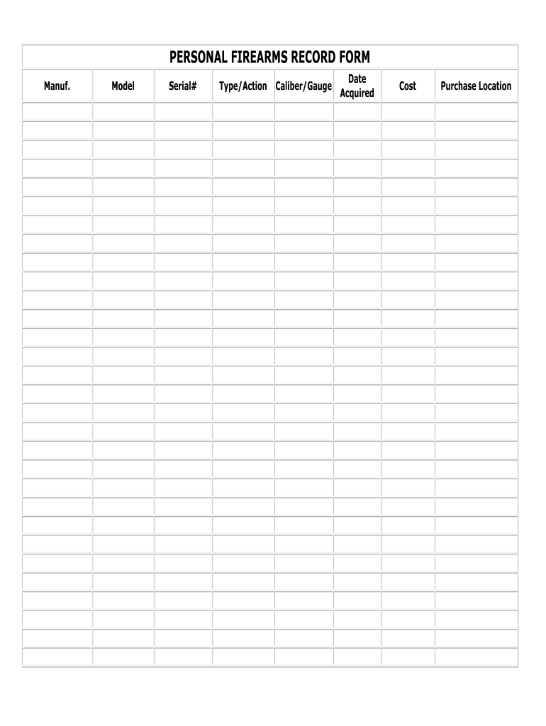 Free Printable Gun Inventory Sheet Free Printable Templates