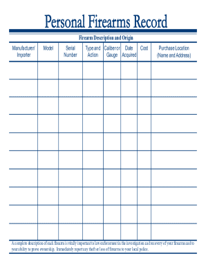 Free Printable Gun Inventory Sheet Template