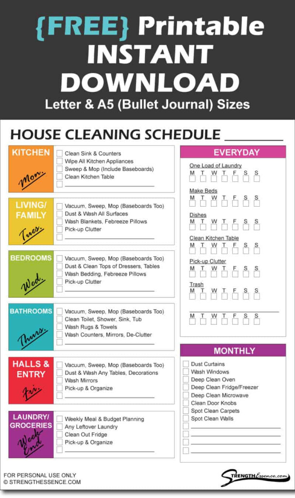 Free Printable House Cleaning Checklist Pdf Printable Templates