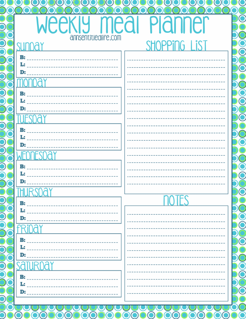 Free Printable Meal Planner Limobud