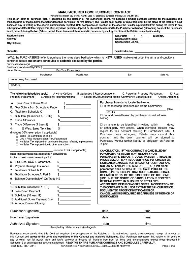 Free Printable Mobile Home Purchase Agreement