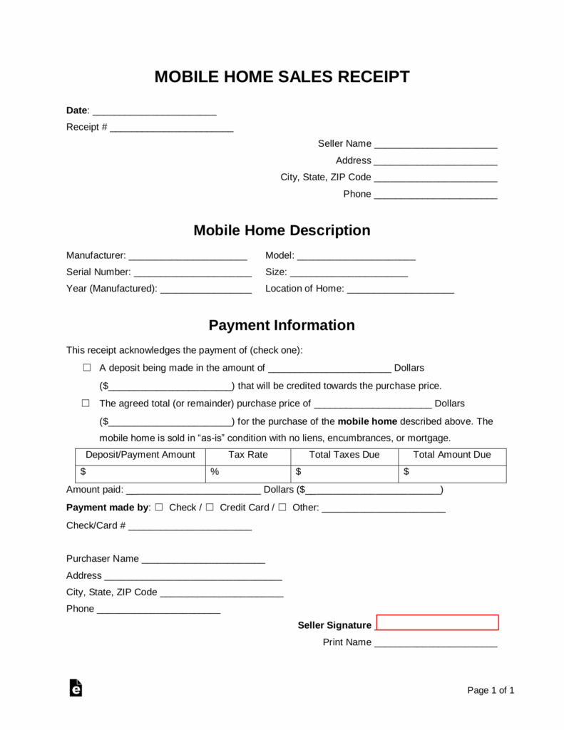 Free Printable Mobile Home Purchase Agreement