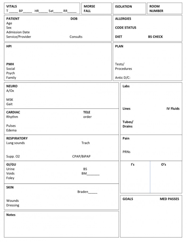 Free Printable Nursing Report Sheet FREE Printable HQ