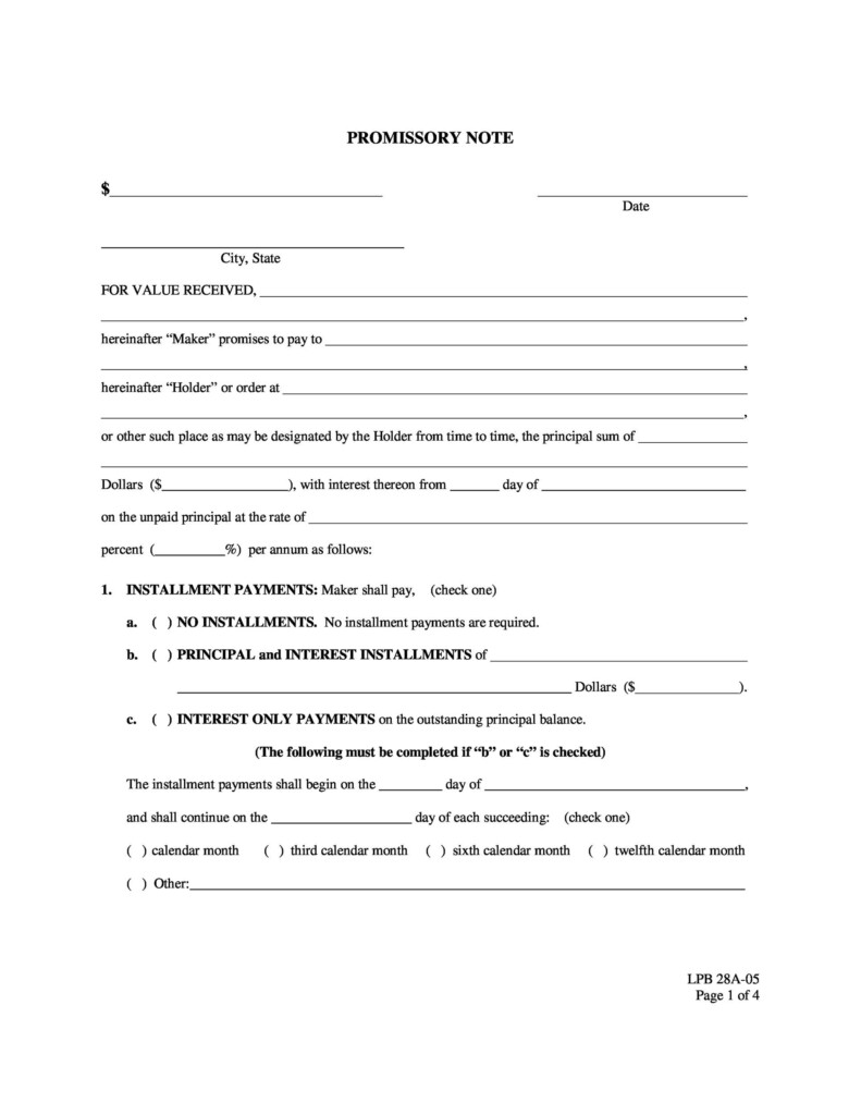 Free Printable Promissory Note Template Printable Templates