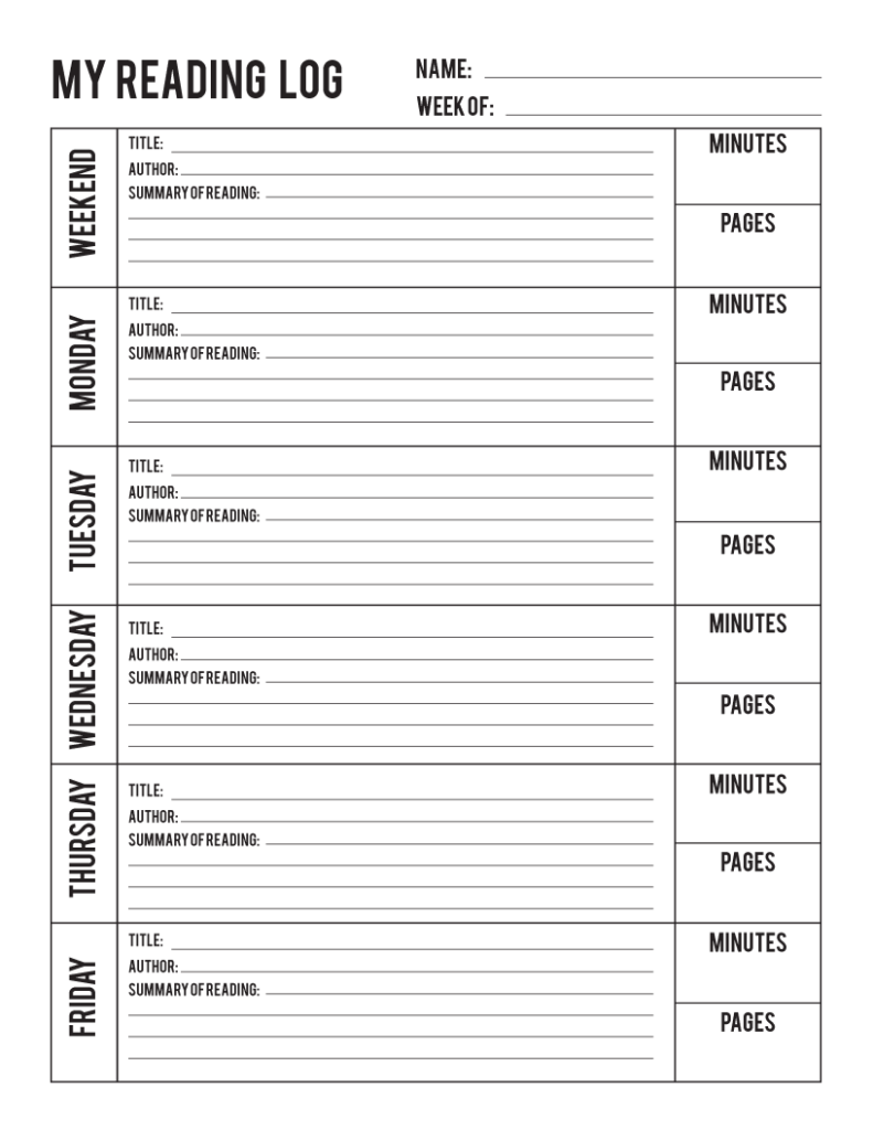 Free Printable Reading Log With Summary Vrogue co