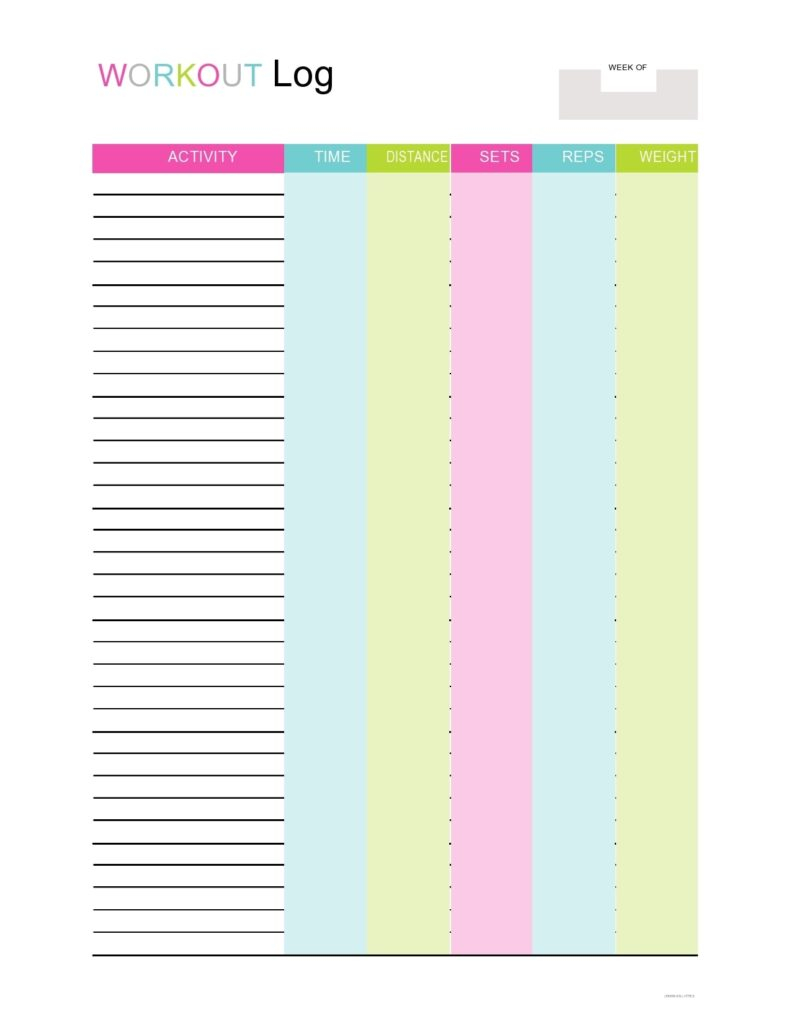 Free Printable Simple Workout Log Free Printable Templates