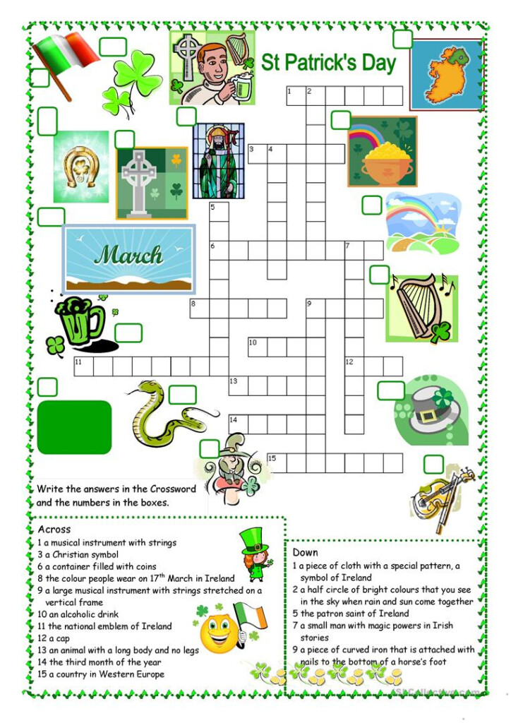 Free Printable St Patrick 39 s Day Crossword Puzzles Printable Crossword 