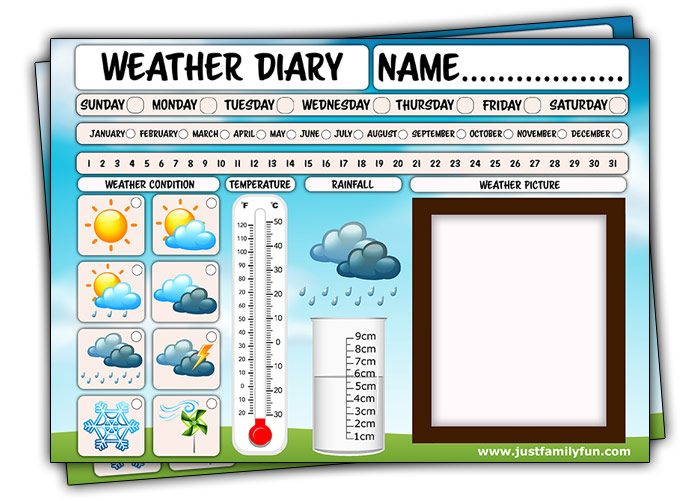 Free Printable Weather Chart Pdf Worksheets Just Family Fun