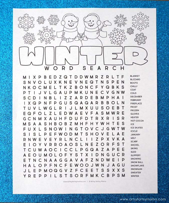 Free Printable Winter Word Search Coloring Page Artsy Fartsy Mama 