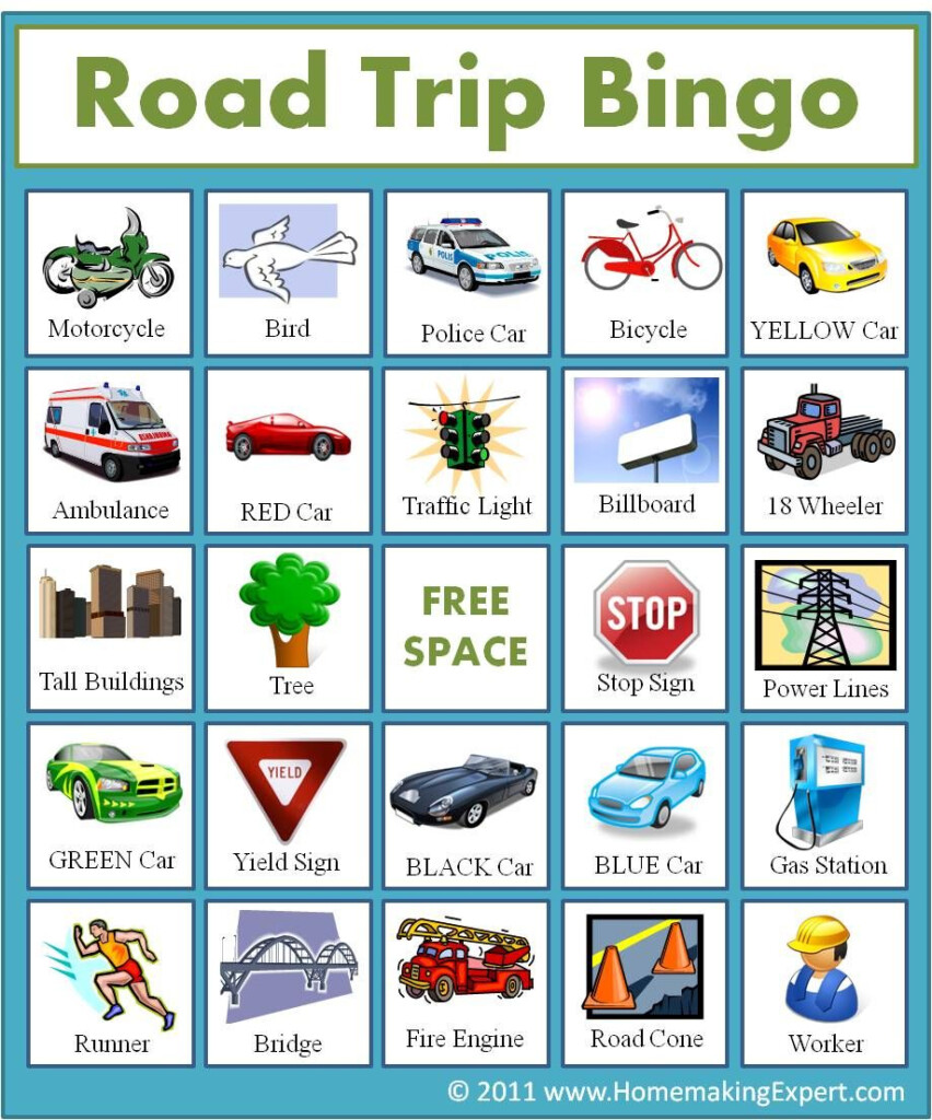 Free Road Trip Bingo Game For Kids Homemaking Expert Printable 