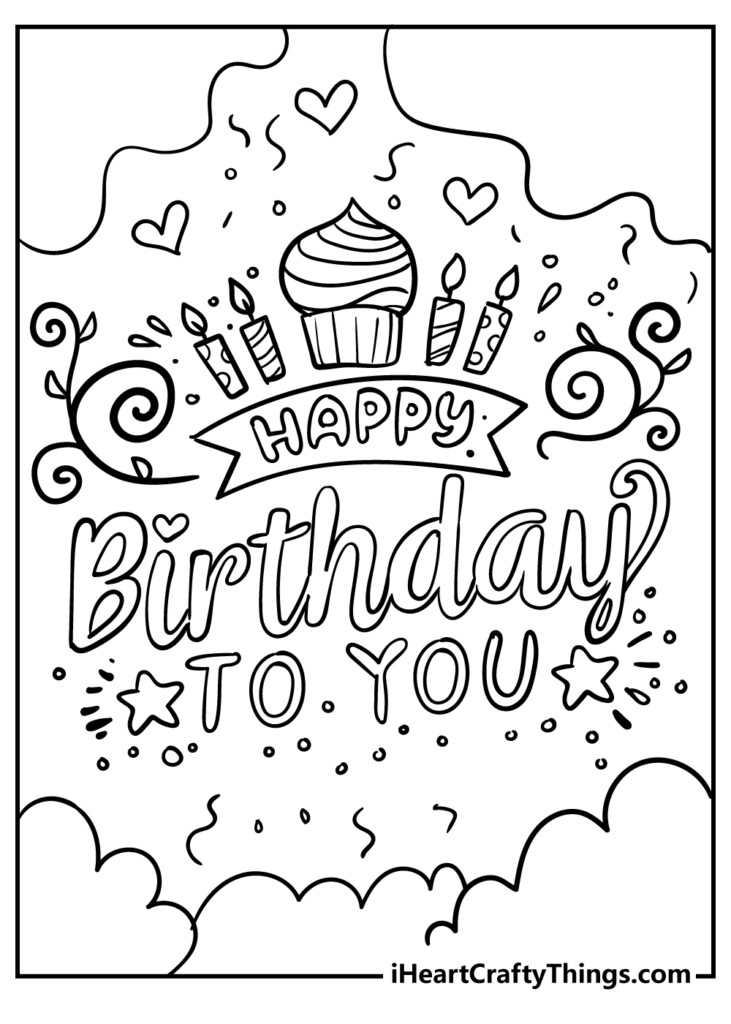Happy Birthday Free Printable Birthday Cards To Color Printable 