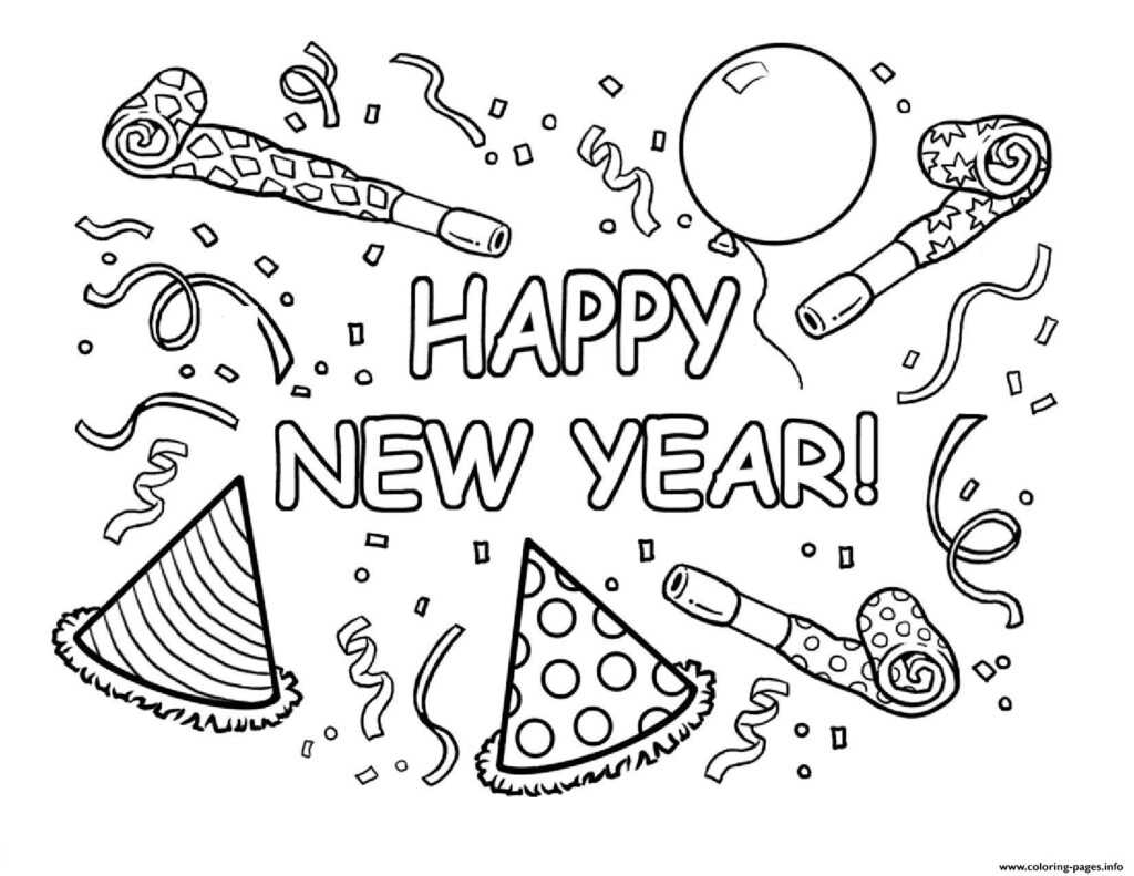 Happy New Year Printable Coloring Page Printable