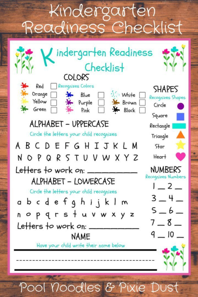 Kindergarten Readiness Checklist Printable