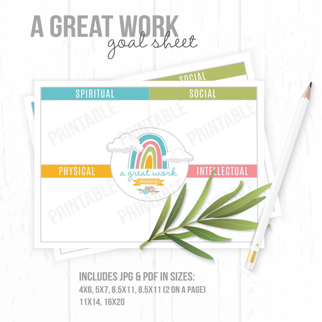 Lds Youth Goals Printable Free Dev onallcylinders