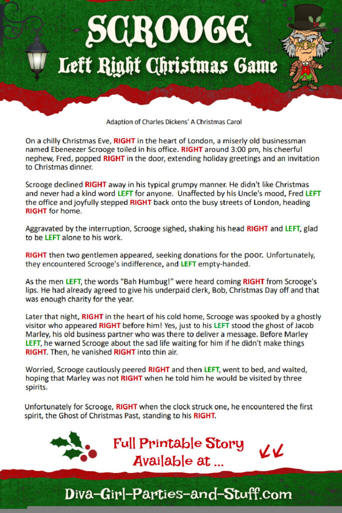 Left Right Christmas Story Free Printable FREE Printable A Z