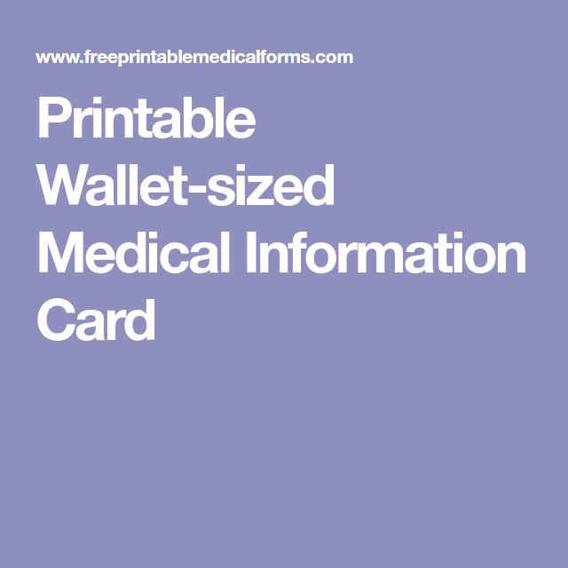 Medical Wallet Card Printable